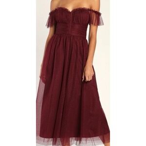 Elegant Off-Shoulder Burgundy Dress